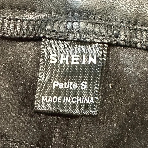 SHEIN Faux Leather Stretch Straight Leg Pants Trousers - Petite Small - Picture 7 of 8